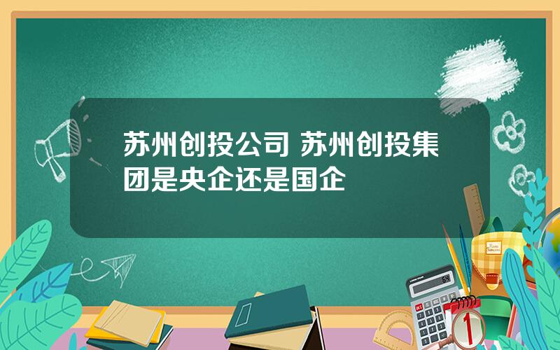 苏州创投公司 苏州创投集团是央企还是国企